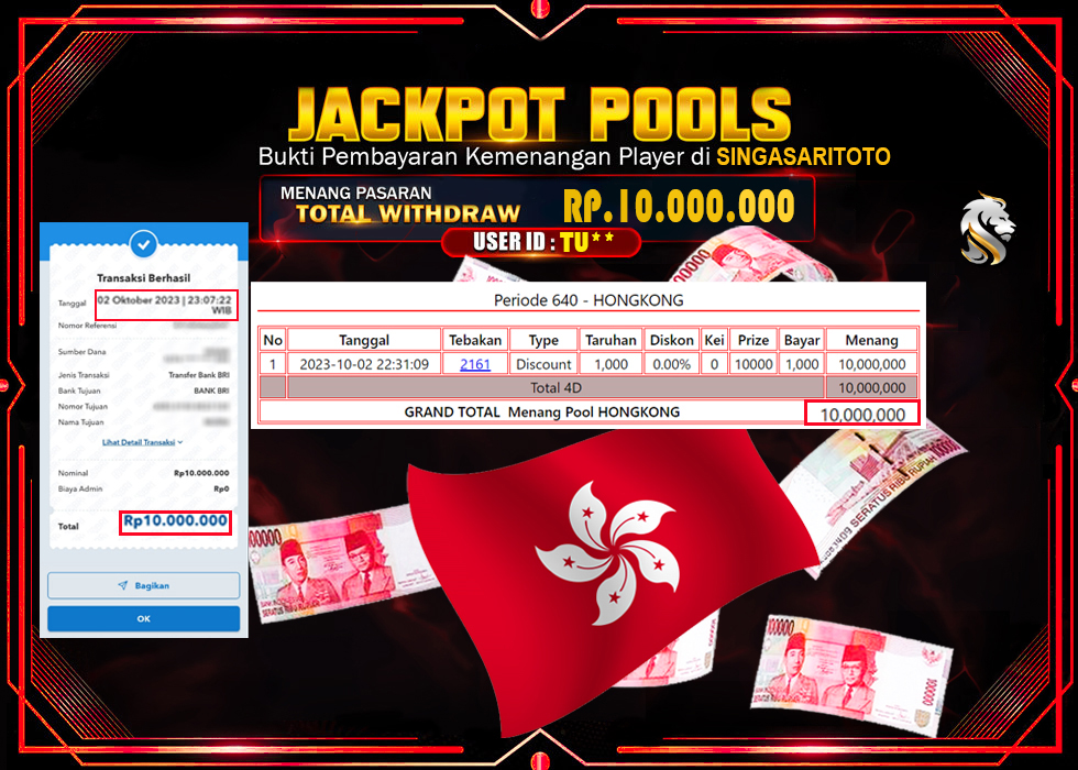 Jackpot Togel Hongkong Rp 10.000.000 – LUNAS